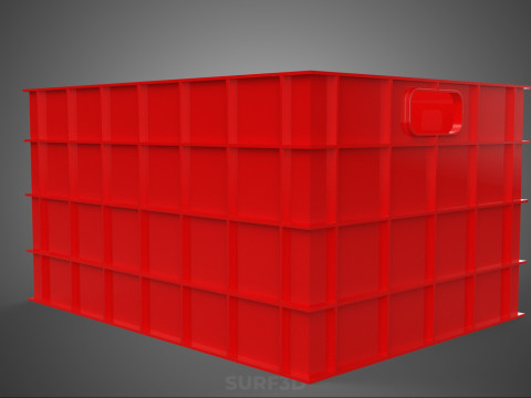 CZERWONY PLASTIKOWY KOSZ DO PRZECHOWYWANIA SKRZYNKA NARZĘDZIOWA NARZĘDZIA WARSZTATOWE CZĘŚĆ ZAMIENNA GARAŻU Model 3D