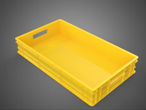 YELLOW PALLET WAREHOUSE STORAGE BOX TRAY CONTAINER SHELF TOOL 3D Model