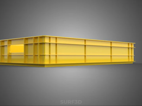 YELLOW PALLET WAREHOUSE STORAGE BOX TRAY CONTAINER SHELF TOOL 3D Model