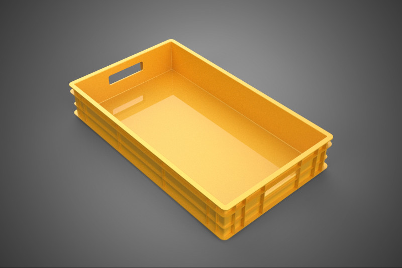 STANDARD RECTANGULAR YELLOW PLASTIC CRATE BOX HANDHOLD CONTAINER 3D Model .c4d .max .obj .3ds .fbx .stl .blend 