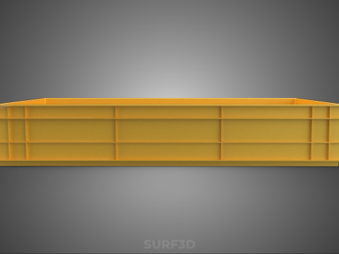 STANDARD RECTANGULAR YELLOW PLASTIC CRATE BOX HANDHOLD CONTAINER 3D Model