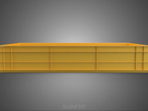 STANDARD RECTANGULAR YELLOW PLASTIC CRATE BOX HANDHOLD CONTAINER 3D Model