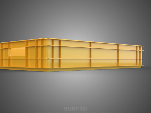 STANDARD RECTANGULAR YELLOW PLASTIC CRATE BOX HANDHOLD CONTAINER 3D Model