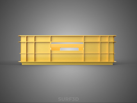 STANDARD RECTANGULAR YELLOW PLASTIC CRATE BOX HANDHOLD CONTAINER 3D Model