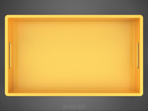 STANDARD RECTANGULAR YELLOW PLASTIC CRATE BOX HANDHOLD CONTAINER 3D Model