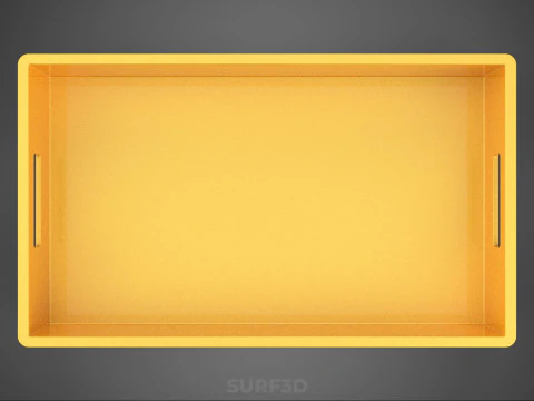 STANDARD RECTANGULAR YELLOW PLASTIC CRATE BOX HANDHOLD CONTAINER 3D Model