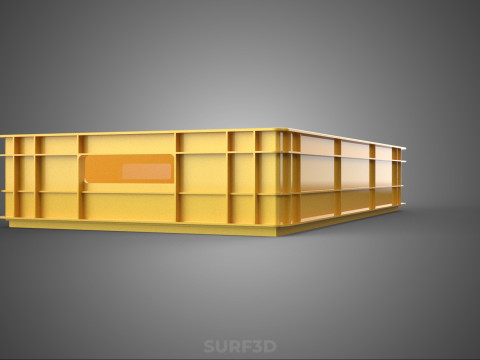STANDARD RECTANGULAR YELLOW PLASTIC CRATE BOX HANDHOLD CONTAINER 3D Model