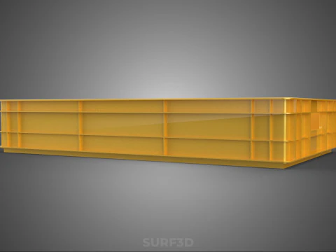 STANDARD RECTANGULAR YELLOW PLASTIC CRATE BOX HANDHOLD CONTAINER 3D Model