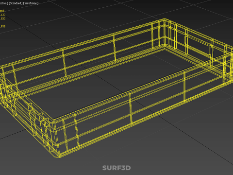 STANDARD RECTANGULAR YELLOW PLASTIC CRATE BOX HANDHOLD CONTAINER 3D Model