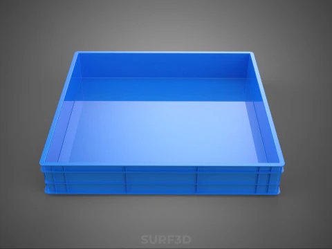 STANDARD SQUARE BLUE SHALLOW PALLET STORAGE PLASTIC CRATE BOX 3D Model