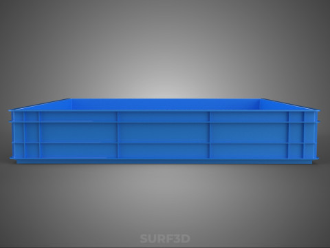 STANDARD SQUARE BLUE SHALLOW PALLET STORAGE PLASTIC CRATE BOX 3D Model