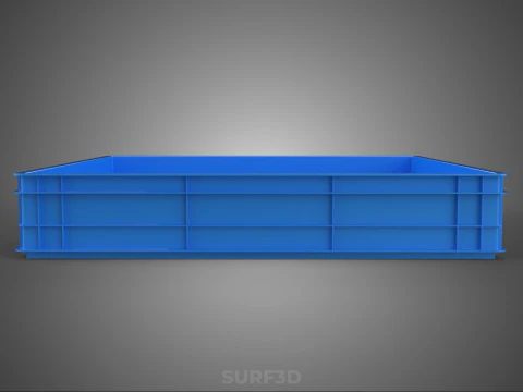 STANDARD SQUARE BLUE SHALLOW PALLET STORAGE PLASTIC CRATE BOX 3D Model