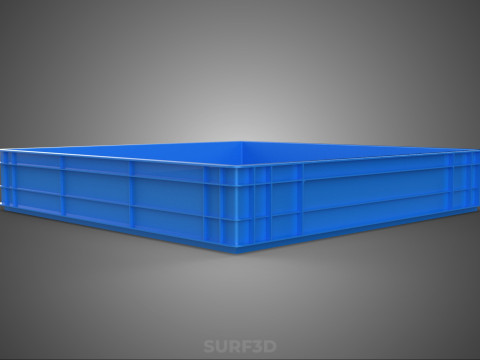 STANDARD SQUARE BLUE SHALLOW PALLET STORAGE PLASTIC CRATE BOX 3D Model