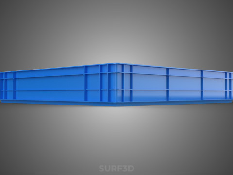 STANDARD SQUARE BLUE SHALLOW PALLET STORAGE PLASTIC CRATE BOX 3D Model