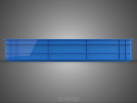 STANDARD SQUARE BLUE SHALLOW PALLET STORAGE PLASTIC CRATE BOX 3D Model