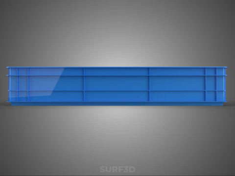 STANDARD SQUARE BLUE SHALLOW PALLET STORAGE PLASTIC CRATE BOX 3D Model