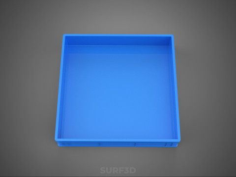 STANDARD SQUARE BLUE SHALLOW PALLET STORAGE PLASTIC CRATE BOX 3D Model