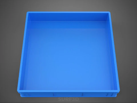 STANDARD SQUARE BLUE SHALLOW PALLET STORAGE PLASTIC CRATE BOX 3D Model