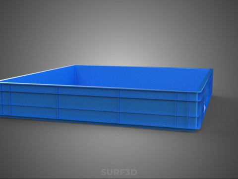 STANDARD SQUARE BLUE SHALLOW PALLET STORAGE PLASTIC CRATE BOX 3D Model