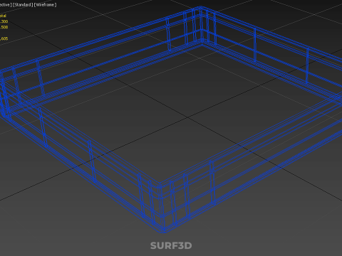 STANDARD SQUARE BLUE SHALLOW PALLET STORAGE PLASTIC CRATE BOX 3D Model