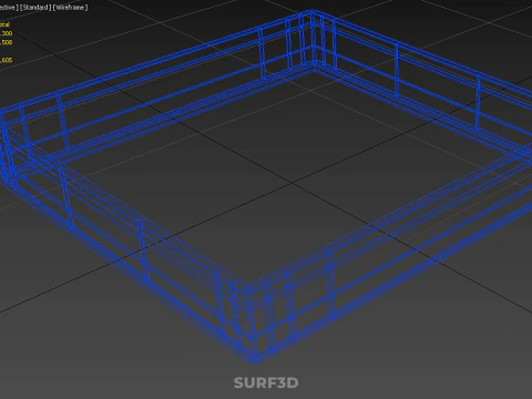 STANDARD SQUARE BLUE SHALLOW PALLET STORAGE PLASTIC CRATE BOX 3D Model