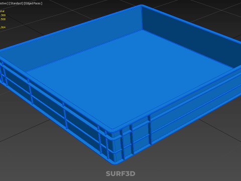 STANDARD SQUARE BLUE SHALLOW PALLET STORAGE PLASTIC CRATE BOX 3D Model