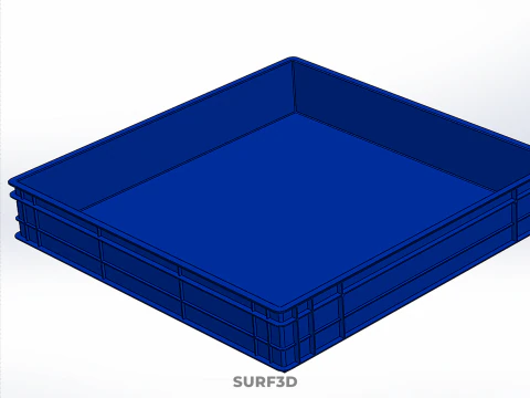 STANDARD SQUARE BLUE SHALLOW PALLET STORAGE PLASTIC CRATE BOX 3D Model