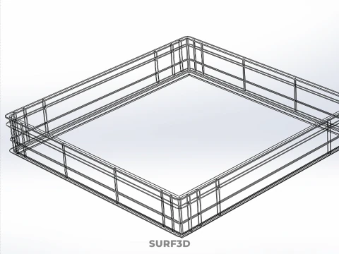 STANDARD SQUARE BLUE SHALLOW PALLET STORAGE PLASTIC CRATE BOX 3D Model