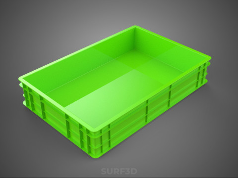 STANDAR HIJAU PALLET DANGKAL PENYIMPANAN KOTAK BAKI PLASTIK TEMPAT BAKI Model 3D
