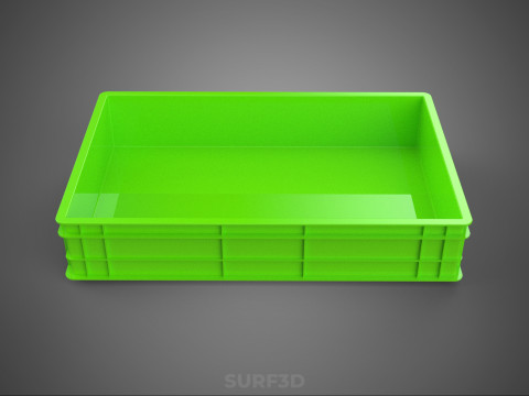 STANDAR HIJAU PALLET DANGKAL PENYIMPANAN KOTAK BAKI PLASTIK TEMPAT BAKI Model 3D