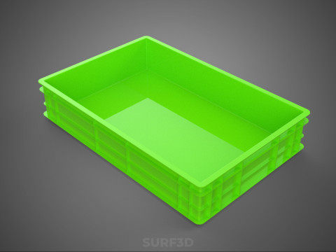 STANDAR HIJAU PALLET DANGKAL PENYIMPANAN KOTAK BAKI PLASTIK TEMPAT BAKI Model 3D