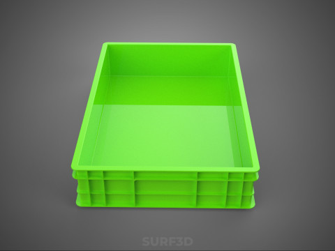 STANDAR HIJAU PALLET DANGKAL PENYIMPANAN KOTAK BAKI PLASTIK TEMPAT BAKI Model 3D