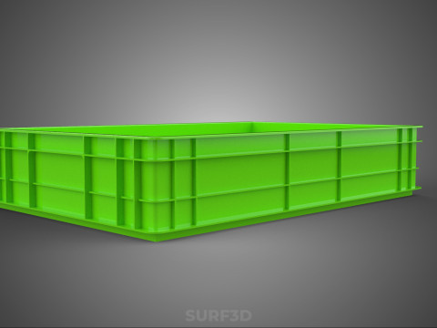 STANDAR HIJAU PALLET DANGKAL PENYIMPANAN KOTAK BAKI PLASTIK TEMPAT BAKI Model 3D
