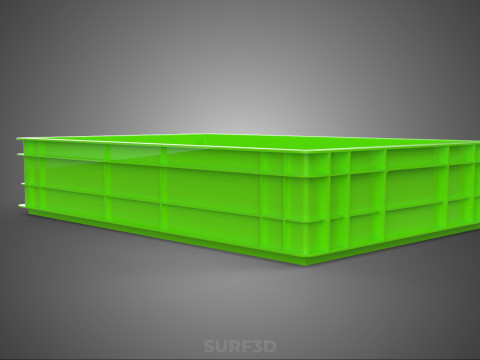 STANDAR HIJAU PALLET DANGKAL PENYIMPANAN KOTAK BAKI PLASTIK TEMPAT BAKI Model 3D