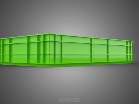 STANDAR HIJAU PALLET DANGKAL PENYIMPANAN KOTAK BAKI PLASTIK TEMPAT BAKI Model 3D