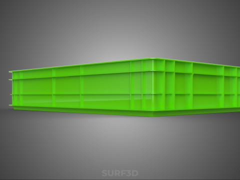 STANDAR HIJAU PALLET DANGKAL PENYIMPANAN KOTAK BAKI PLASTIK TEMPAT BAKI Model 3D