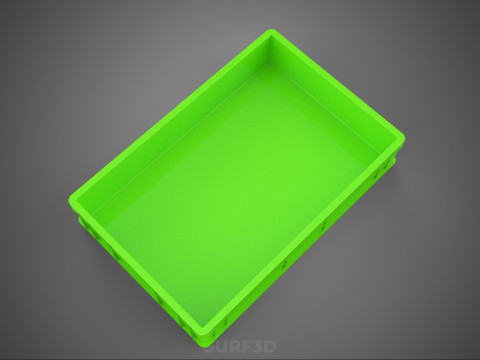 STANDAR HIJAU PALLET DANGKAL PENYIMPANAN KOTAK BAKI PLASTIK TEMPAT BAKI Model 3D