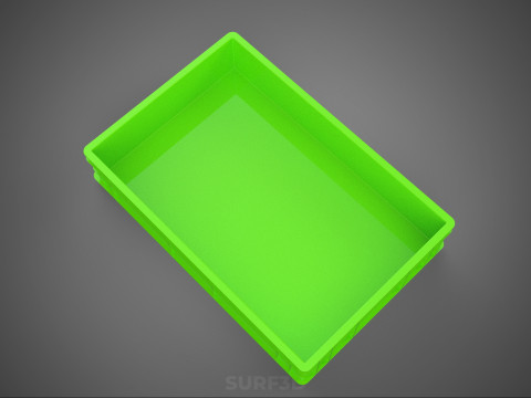 STANDAR HIJAU PALLET DANGKAL PENYIMPANAN KOTAK BAKI PLASTIK TEMPAT BAKI Model 3D