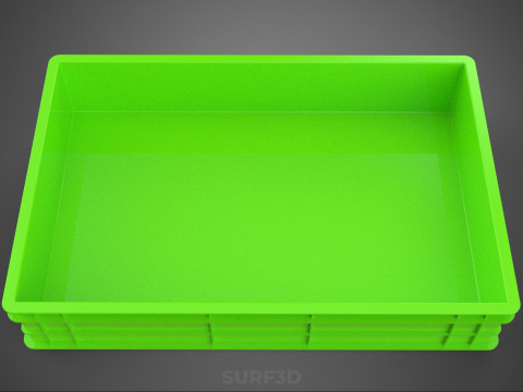 STANDAR HIJAU PALLET DANGKAL PENYIMPANAN KOTAK BAKI PLASTIK TEMPAT BAKI Model 3D