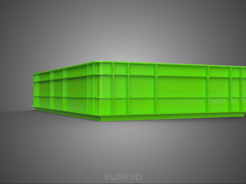 STANDAR HIJAU PALLET DANGKAL PENYIMPANAN KOTAK BAKI PLASTIK TEMPAT BAKI Model 3D