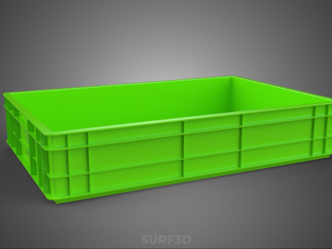 STANDAR HIJAU PALLET DANGKAL PENYIMPANAN KOTAK BAKI PLASTIK TEMPAT BAKI Model 3D