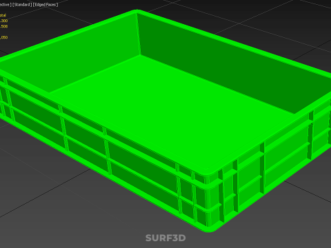 STANDAR HIJAU PALLET DANGKAL PENYIMPANAN KOTAK BAKI PLASTIK TEMPAT BAKI Model 3D