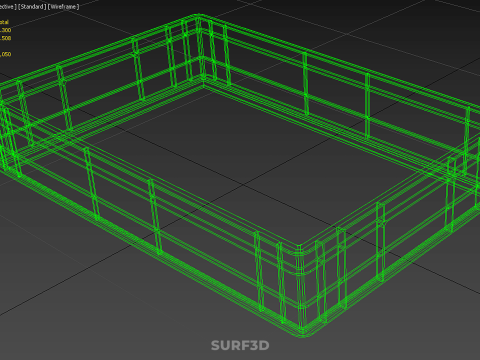 STANDAR HIJAU PALLET DANGKAL PENYIMPANAN KOTAK BAKI PLASTIK TEMPAT BAKI Model 3D