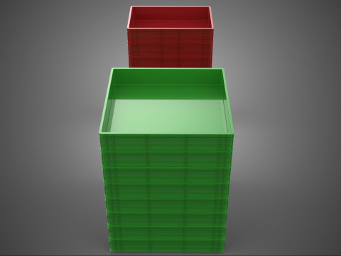 堆叠式塑料托盘浅板条箱容器储存 3D 模型