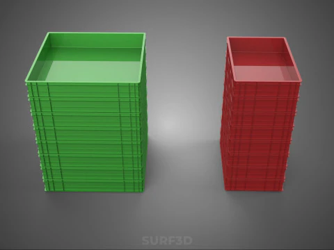 STACK STACKED PLASTIC PALLET SHALLOW CRATE BOX CONTAINER STORAGE 3D Model