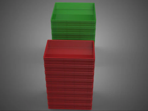 STACK STACKED PLASTIC PALLET SHALLOW CRATE BOX CONTAINER STORAGE 3D Model