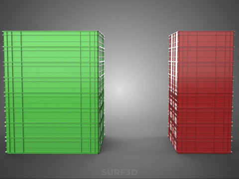 堆叠式塑料托盘浅板条箱容器储存 3D 模型