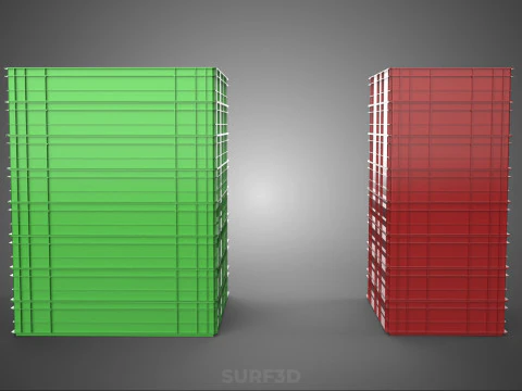 STACK STACKED PLASTIC PALLET SHALLOW CRATE BOX CONTAINER STORAGE 3D Model