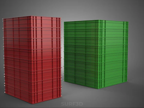 STACK STACKED PLASTIC PALLET SHALLOW CRATE BOX CONTAINER STORAGE 3D Model