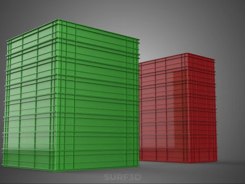 STACK STACKED PLASTIC PALLET SHALLOW CRATE BOX CONTAINER STORAGE 3D Model